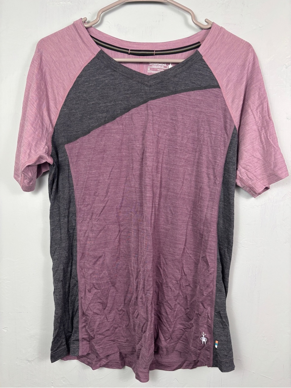 Smartwool Two-Tone Short Sleeve Womens Merino Sport Tee - Dusty Rose & Charcoal